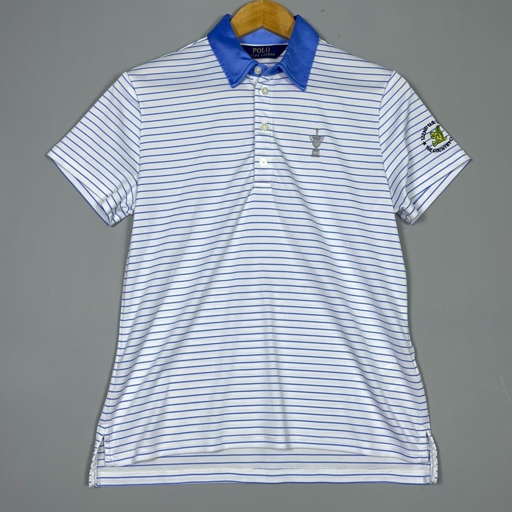 Polo Ralph Lauren 122nd‎ US Open Polo Shirt Mens Size Medium Striped Blue Preppy